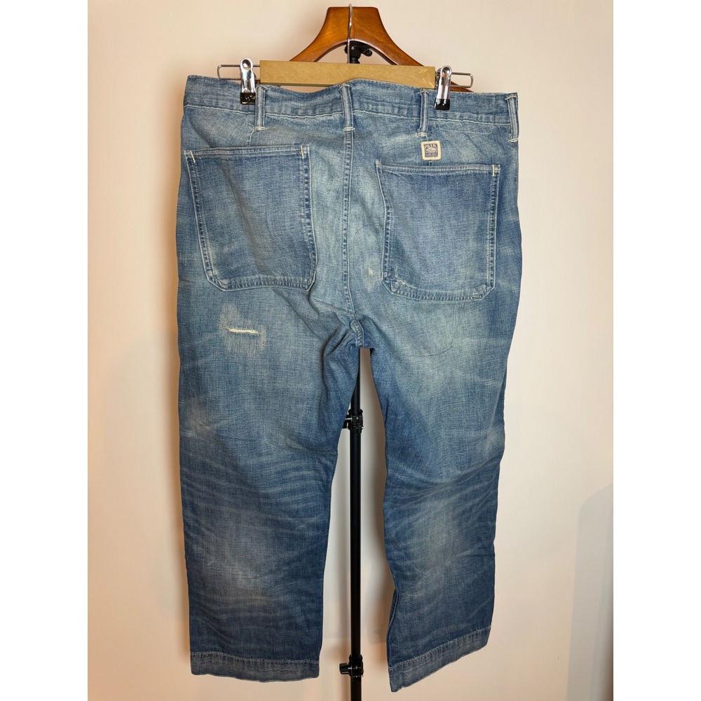 Polo Ralph Lauren Distressed Patchwork Utility Denim Pants Blue 35x30